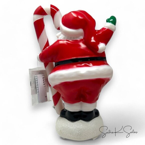 Target Wondershop 12" Lit Santa Christmas Figurine w/ Candy Cane Blow Mold 2023 - Picture 6 of 6